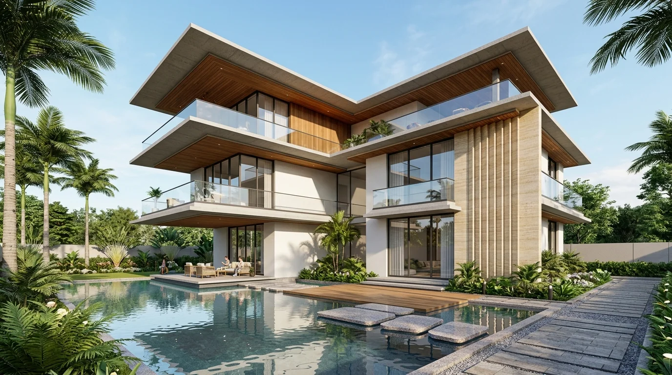 The Geometric Facade Villa - ECR Corridor